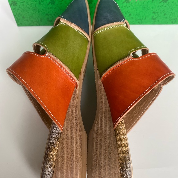 ELITE BY CORKYS Sunny Womens Navy Multi Color Velcro Leather Sandals Size 6 NEW - Picture 8 of 13